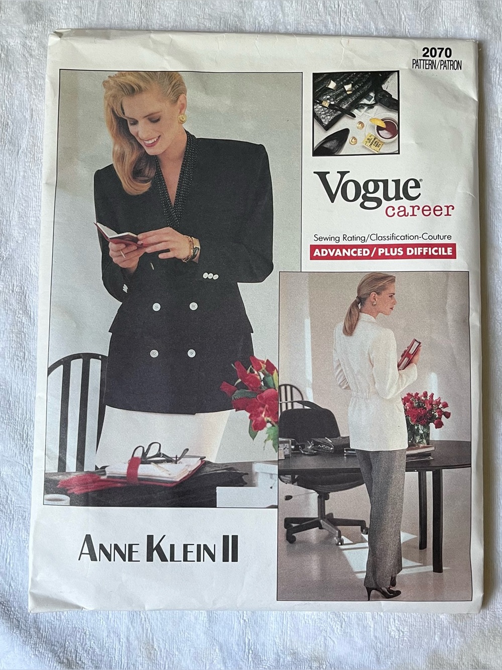 Vintage VOGUE CAREER ANNE KLEIN II 2070 Misses' Jacket Skirt Pants Size 12 14 16